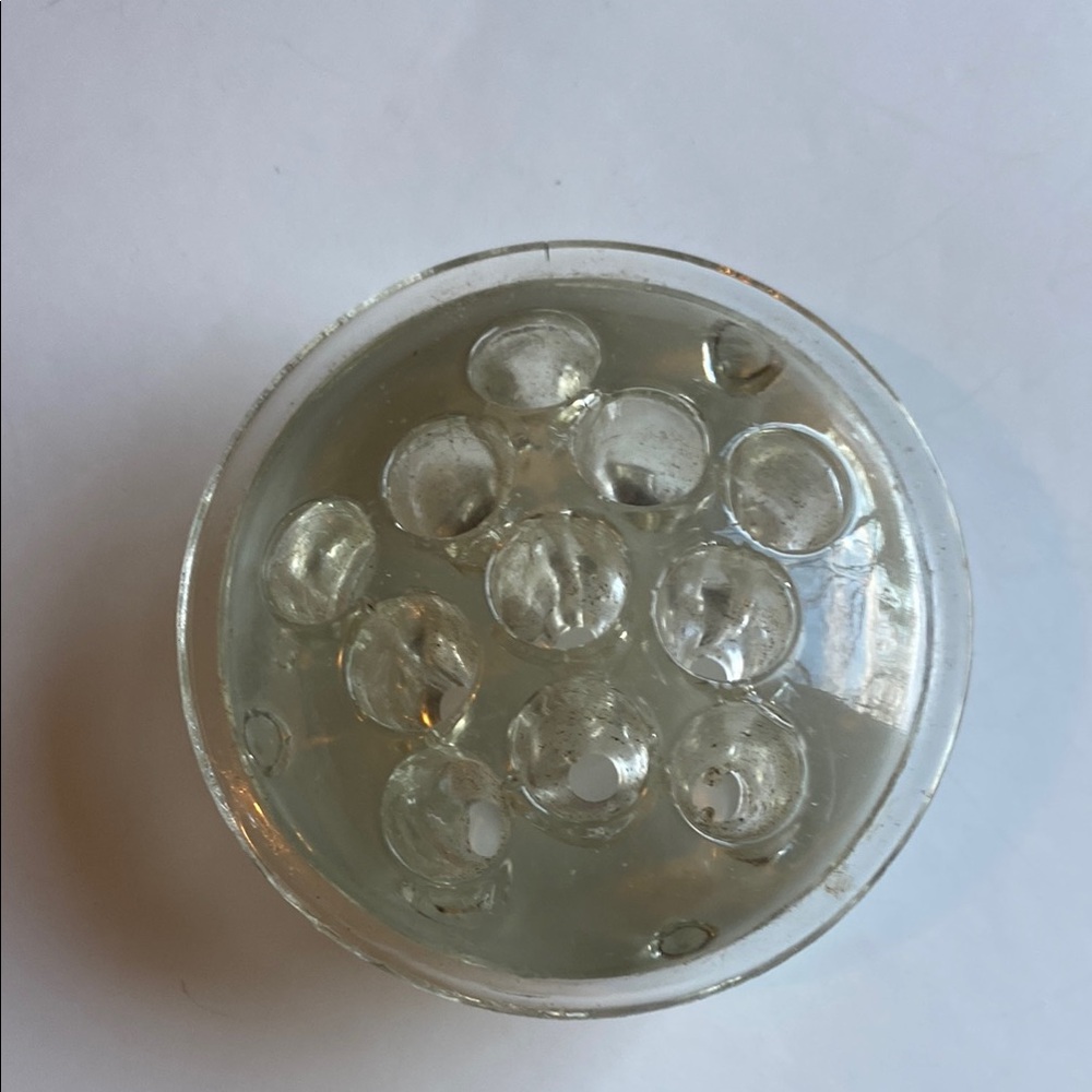 Vintage Heavyweight glass flower frog 11 holes